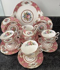 Royal Albert Lady Carlyle 6 Trio Set, Cake Plate, Jug,  Bowl. 21 Piece Set