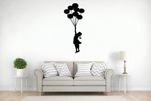 Banksy girl balloons - girl,