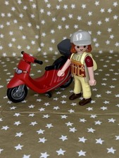 Playmobil Moped / Scooter And Rider Figure With Backpack