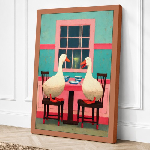 Geese dinner modern - geese, canvas