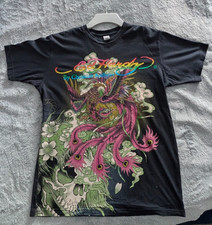 Christian Audigier Ed Hardy Graphic T-Shirt Dragon Black Rainbow LARGE