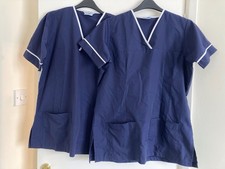 Two Meltemi Nurse/healthcare uniform Navy Tunics /White Trim Women’s Size 14 Med