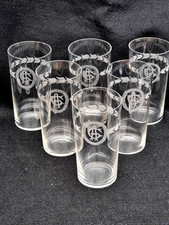 6  X Vintage ANTIQUE monogram Pint Glasses etched initial A G