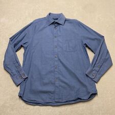 Viyella Button-Up Shirt 16.5" 42cm Men's Blue Cotton Long-Sleeve