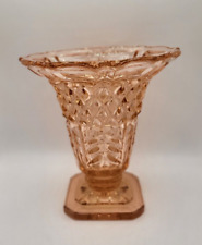 Vase - Peach Glass - Includes Flower Frog - Vintage -  24cm Tall