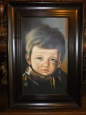 Framed Oil Painting on Canvas ‘Crying Boy ‘ After Giovanni Bragolin 67 X 47 cm