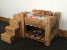 BESPOKE LUXURY RAISED DOG BED / CAT BED WITH STEPS - ALL SIZES - CUSTOM MADE