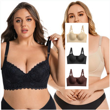 Big Size Women's Deep V Underwire Bra Smooth Seamless Anti-Sagging Sexy Lingerie