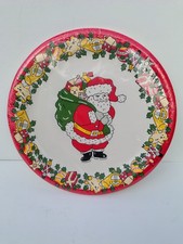 Vintage Christmas Santa Party 23cm Paper Disposable Plates x8 Sealed