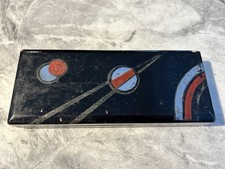 Art Deco Black Lacquered With Pattern Wooden Pencil Box