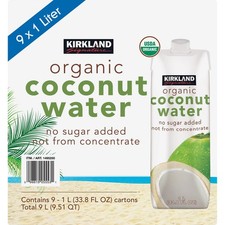 Kirkland Signature Organic Coconut Water No Added Sugar Pack of 9x1L