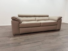 Valencia Leather 3 Seater Sofa – Light Grey