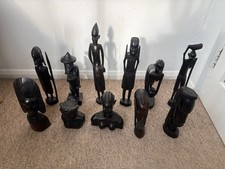 Vintage African Ebony Carved Busts Tribal Figures Job Lot