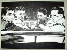 Leinen Malerei Rücken zu Den Zukunft Film Biff & Gang B&w Kunst 40.6x30.5cm