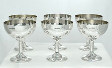 Stunning Set 6 Sterling Silver & Gilt Champagne Coupes / Saucers By Cannon :780g