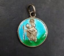 Small Silver Enamel St Christopher Pendant
