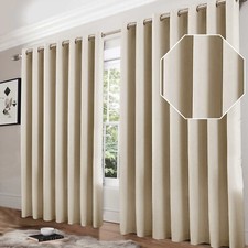 Thermal Thick Blackout Curtains Ready Made Eyelet Ring Top Curtain Pair Tiebacks