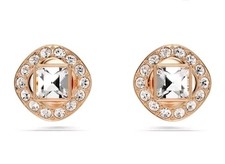 BNIB SWAROVSKI Una Angelic Stud Earrings Square Cut Rose Gold Plated