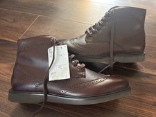 H By Hudson Brown Leather Brogue Ankle Boots Uk Size 9 (Never Worn)