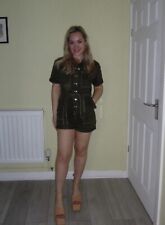 Topshop Khaki Green Denim Playsuit 10