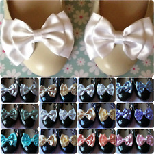 PAIR PALE SATIN BOW SHOE CLIPS