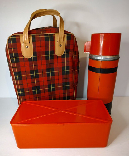 Vtg aladdin red plaid lunch - aladdin,