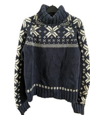 Ralph Lauren Jeans Fair Isle Snow Flake Chunky Jumper USA Flag To Side MEDIUM