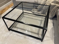 Large Black Square Glass Coffee Table