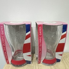 McDonald's Coca Cola London Olympic 2012 Glasses Red Set of 2