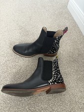 Joules Black white spot patterned Chelsea Boots Size 3