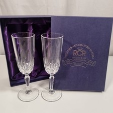 RCR Champagne Glasses Lead Crystal Tuscany Italy Purple Boxed Royal Crystal Rock