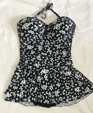 Debenhams BNWT floral skirt swimming costume, UK 14, halterneck