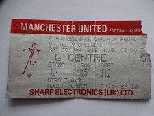 1987/88 FA Cup 4th Round Manchester United v Chelsea Ticket Stub