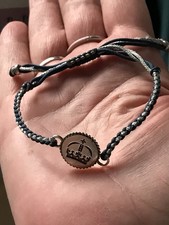 Authentic Links Of London  Silver 925 Crown Cord Adjustable Friendship Bracelet