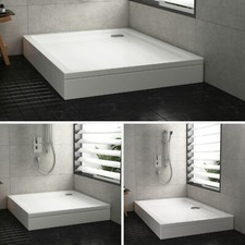 40mm Shower Enclosure Stone Tray Square / Rectangle with Riser Kit & Free Waste