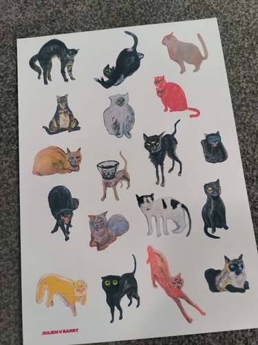 Weird cats art print - art,