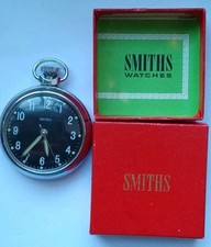 Scarce Vintage Boxed SMITHS ' Black Dial ' Military type Pocket Watch Gwo  MINT