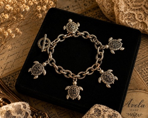 Vintage turtle charm - turtle, bracelet