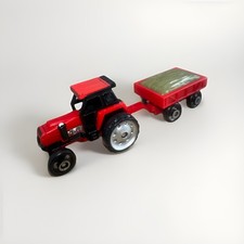 Vintage Galoob 1989 Micro Machines Farm Tractor With Hay Trailer Red
