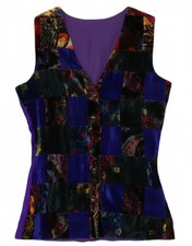 VINTAGE Womens Waistcoat UK 12 Medium Multicoloured Patchwork Viscose BM08