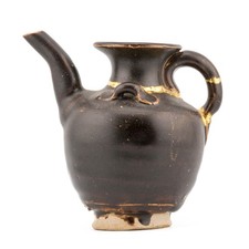 Antique Chinese Ewer Gold Kintsugi Brown Black Jian Ware  Southern  Song Dynasty