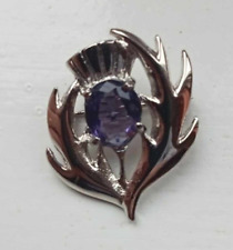 Vintage Silver Brooch Scottish Thistle Purple