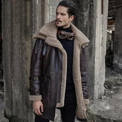 Men genuine cow leather - men's, coat