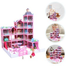 Pink Huge Doll House w/ LED Light Dollhouse House Accessories Xmas Gift for Girl