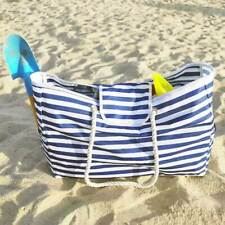 Large Waterproof Outdoor Beach Blue Stripe Pool Bag Women Tote Shoulder Bag New