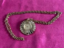 vintage Caravelle watch pendant, Bulova ,mechanical, working, gold plated, chain