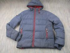 Superdry Jacket Mens Small Full Zip Sports Puffer Blue Warm Hood