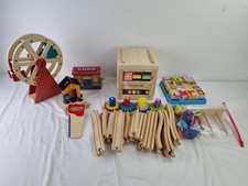 Large Bundle of Wooden Toys Activty Cube Ferris Wheel Cube Puzzle Used F2