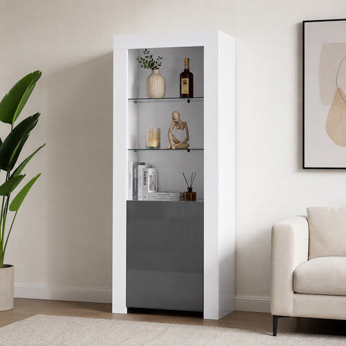Tall bookcase oak cabinet led - tall,