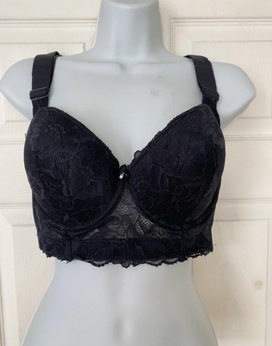 Elegant black lace longline - black,